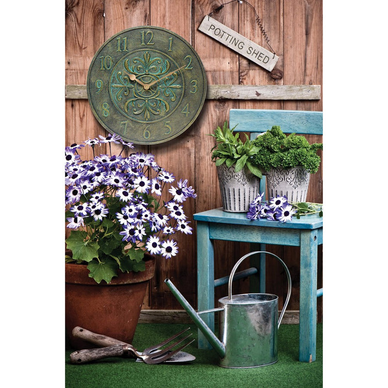 Blanc Fleur Aged Bronze Finish Indoor and Outdoor Water Resistant Wall Clock