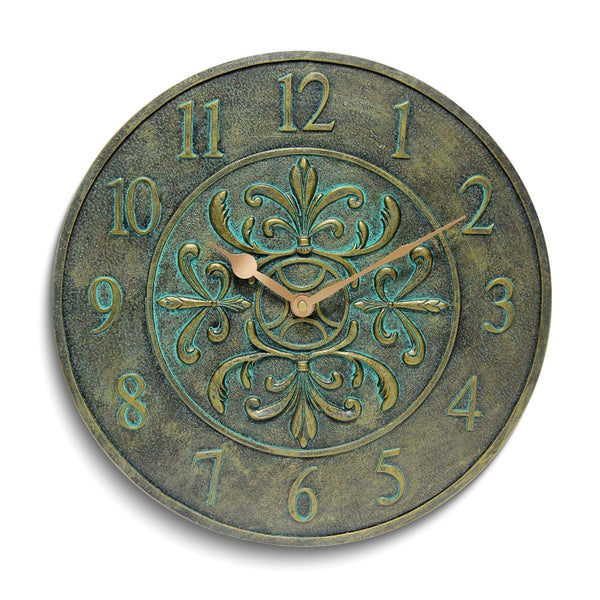 Blanc Fleur Aged Bronze Finish Indoor and Outdoor Water Resistant Wall Clock