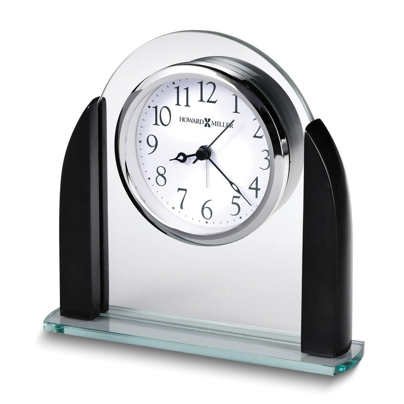Howard Miller Aden Glass and Black Finished Wood Quartz Alarm Clock