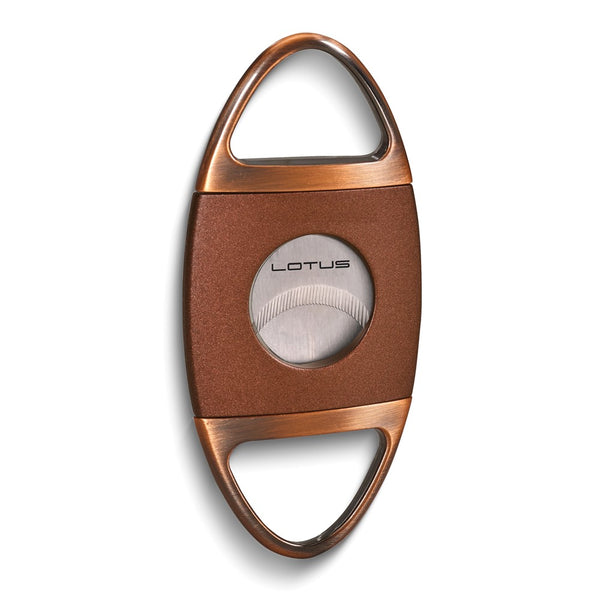 Lotus Jaws Brown and Copper-tone 58-Ring Gauge Serrated Stainless Steel Blade Cigar Cutter