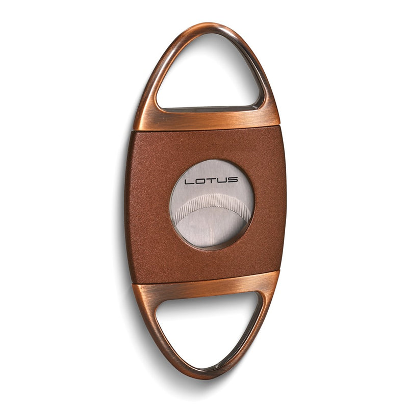 Lotus Jaws Brown and Copper-tone 58-Ring Gauge Serrated Stainless Steel Blade Cigar Cutter