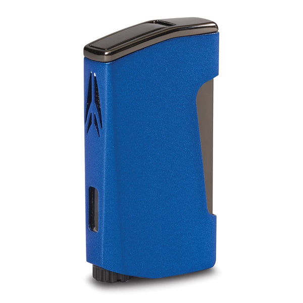 Lotus Chroma Glossy Blue and Gunmetal Double Angled Flame Lighter with Fold-out Cigar Punch