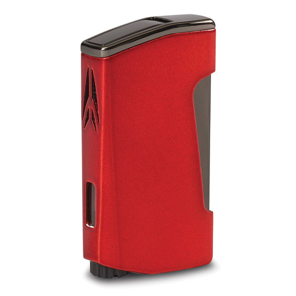 Lotus Chroma Glossy Red and Gunmetal Double Angled Flame Lighter with Fold-out Cigar Punch