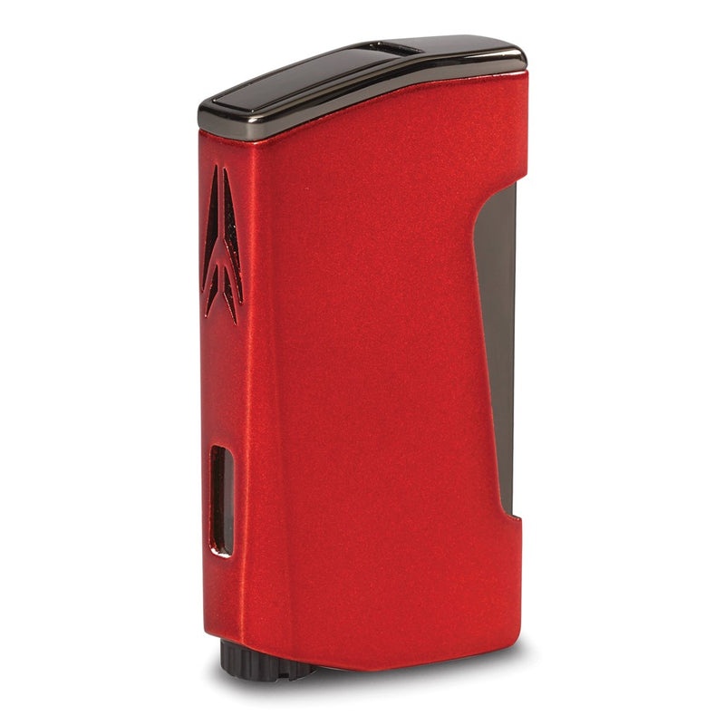 Lotus Chroma Glossy Red and Gunmetal Double Angled Flame Lighter with Fold-out Cigar Punch