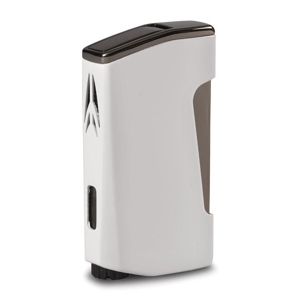 Lotus Chroma Glossy White and Gunmetal Double Angled Flame Lighter with Fold-out Cigar Punch