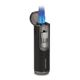 Vertigo Eloquence Black and Gunmetal Quad Torch Flame Free-Standing Lighter with Fold-out Cigar Punch