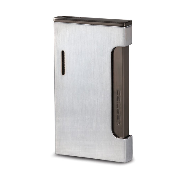 Vertigo Zephyr Brushed Chrome and Brushed Gunmetal Flat Flame Lighter