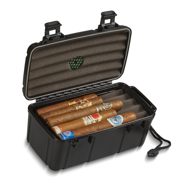 Lotus Watertight and Airtight Impact Resistant 15-Stick Travel Humidor with Additional Foam Divider, Built-in Foam Humidifier and Carry Strap