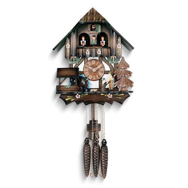 Water Wheel With Man Chopping Wood Wooden One-Day Movement Cuckoo Clock with 2 Songs