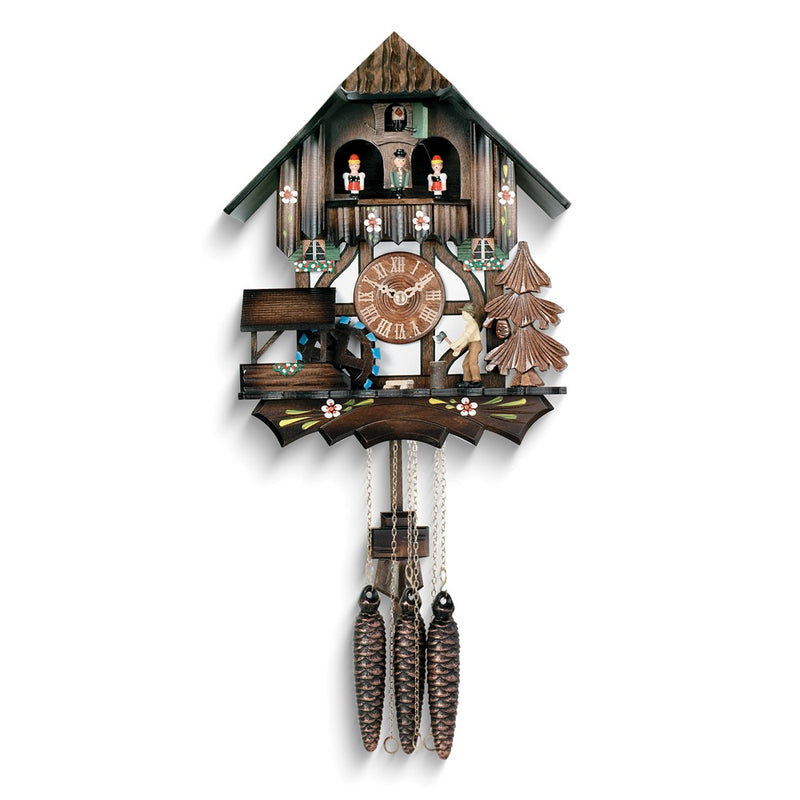 Water Wheel With Man Chopping Wood Wooden One-Day Movement Cuckoo Clock with 2 Songs