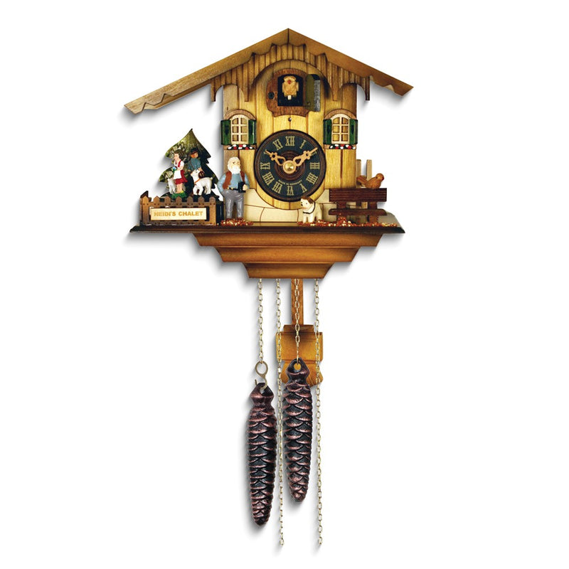 Heidi's Chalet Rotating Children with Pets 12 Melodies Battery Operated Wooden Cuckoo Clock