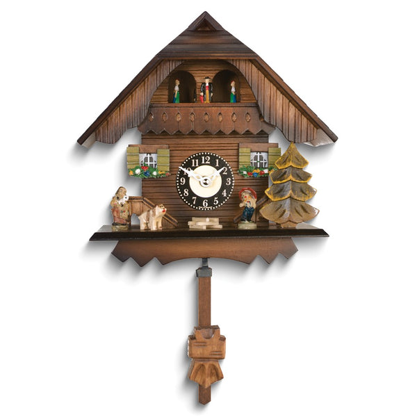 Chalet with Dancers Westminster Chime Wooden Battery Operated Cuckoo Clock