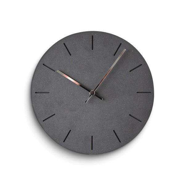 Black Acrylic with Concrete Finish Battery Operated Quartz Wall Clock with Silent Movement
