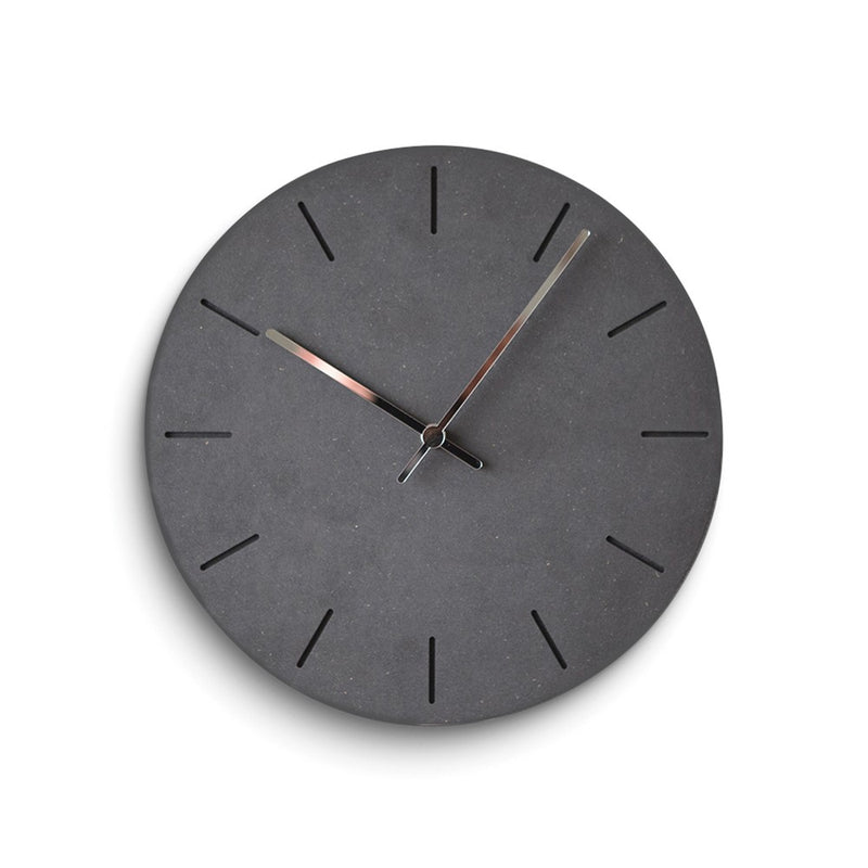 Black Acrylic with Concrete Finish Battery Operated Quartz Wall Clock with Silent Movement