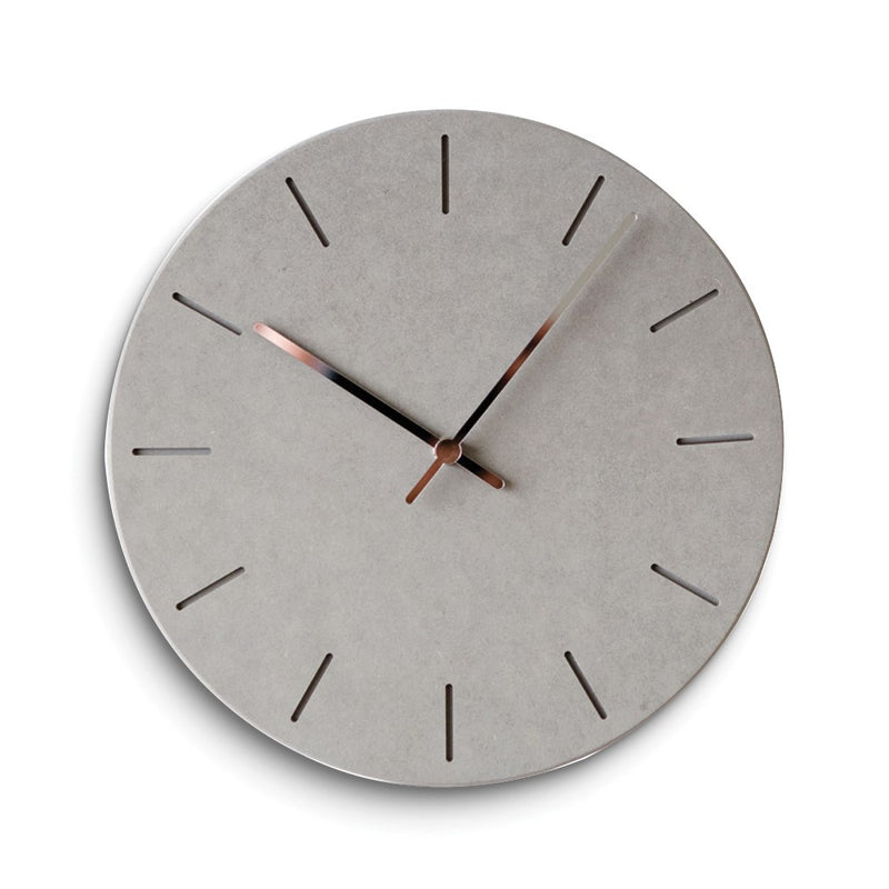 Grey Acrylic with Concrete Finish Battery Operated Quartz Wall Clock with Silent Movement