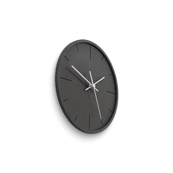 Black Acrylic with Concrete Finish and White Hands Quartz Wall Clock with Silent Movement