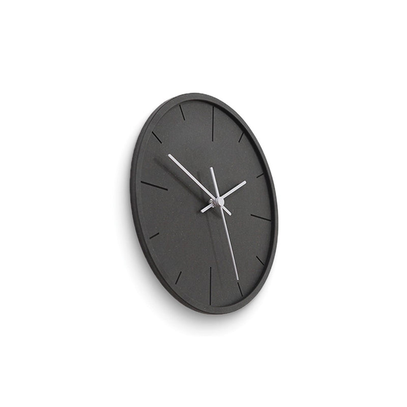 Black Acrylic with Concrete Finish and White Hands Quartz Wall Clock with Silent Movement