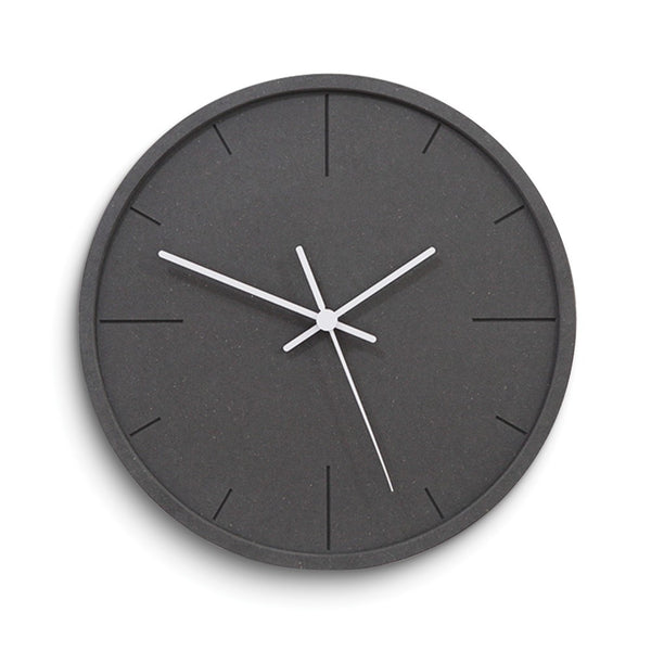 Black Acrylic with Concrete Finish and White Hands Quartz Wall Clock with Silent Movement