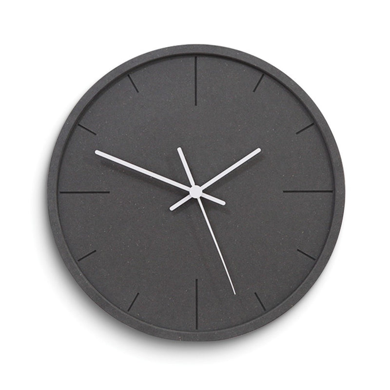Black Acrylic with Concrete Finish and White Hands Quartz Wall Clock with Silent Movement