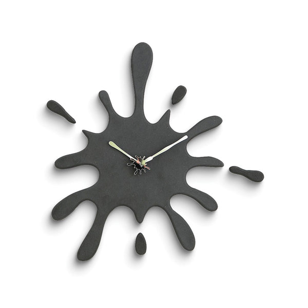 Black Ink Splash Battery Operated Quartz Wall Clock with Silent Movement