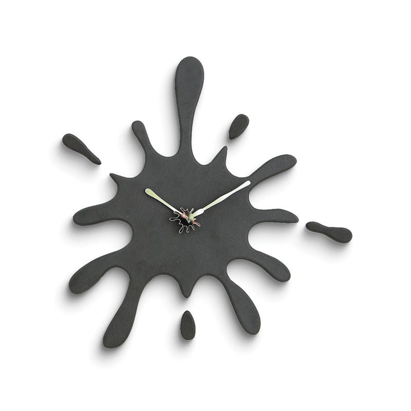 Black Ink Splash Battery Operated Quartz Wall Clock with Silent Movement