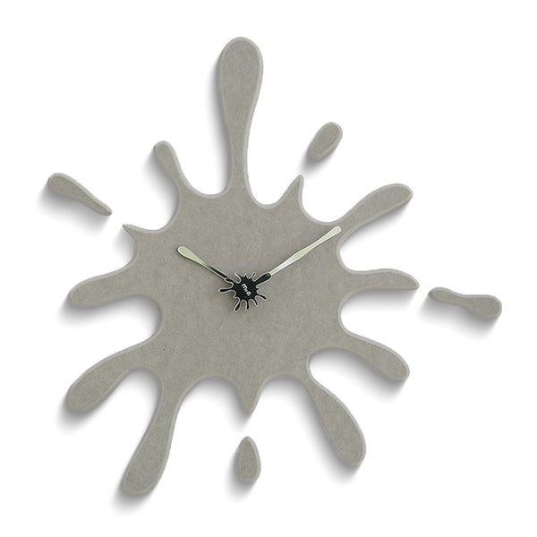 Grey Ink Splash Battery Operated Quartz Wall Clock with Silent Movement