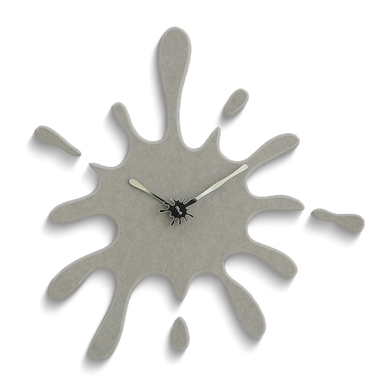 Grey Ink Splash Battery Operated Quartz Wall Clock with Silent Movement