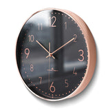 Black Dial with Rose-tone Frame, Numbers, and Hands Quartz Wall Clock