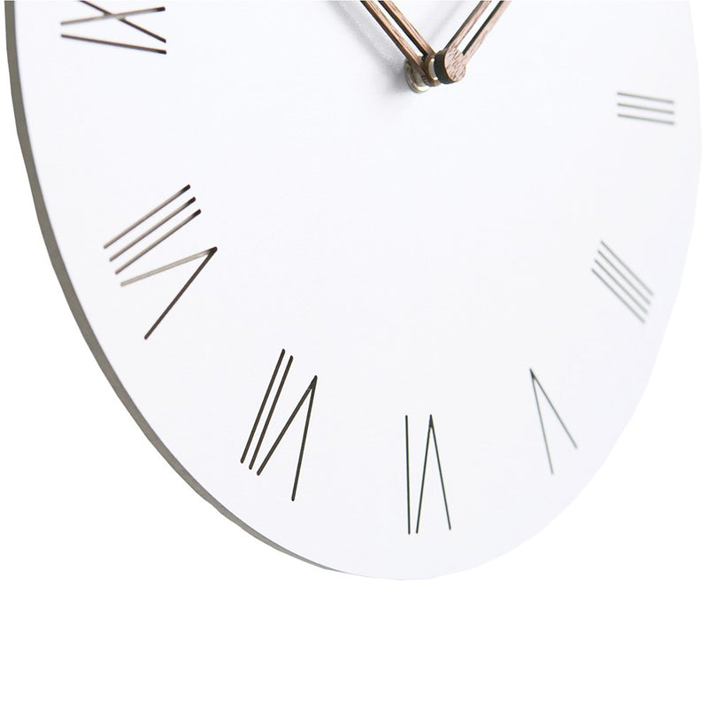 Minimal White with Rose Roman Numerals and Hands Quartz Wall Clock