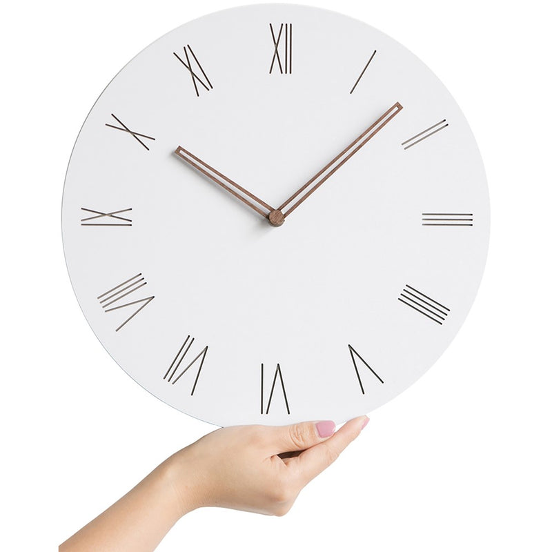 Minimal White with Rose Roman Numerals and Hands Quartz Wall Clock