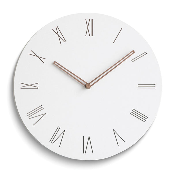 Minimal White with Rose Roman Numerals and Hands Quartz Wall Clock