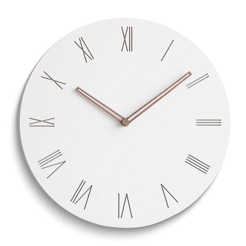 Minimal White with Rose Roman Numerals and Hands Quartz Wall Clock