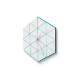 Blue Hexagon Wire Acrylic and Wood Quartz Wall Clock with Silent Movement