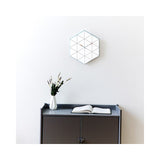 Blue Hexagon Wire Acrylic and Wood Quartz Wall Clock with Silent Movement