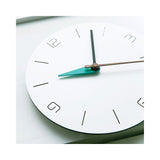 White Acrylic with Green Accent Hand Quartz Wall Clock with Silent Movement