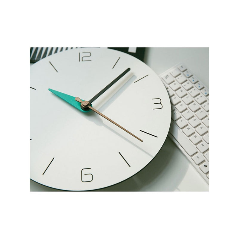 White Acrylic with Green Accent Hand Quartz Wall Clock with Silent Movement