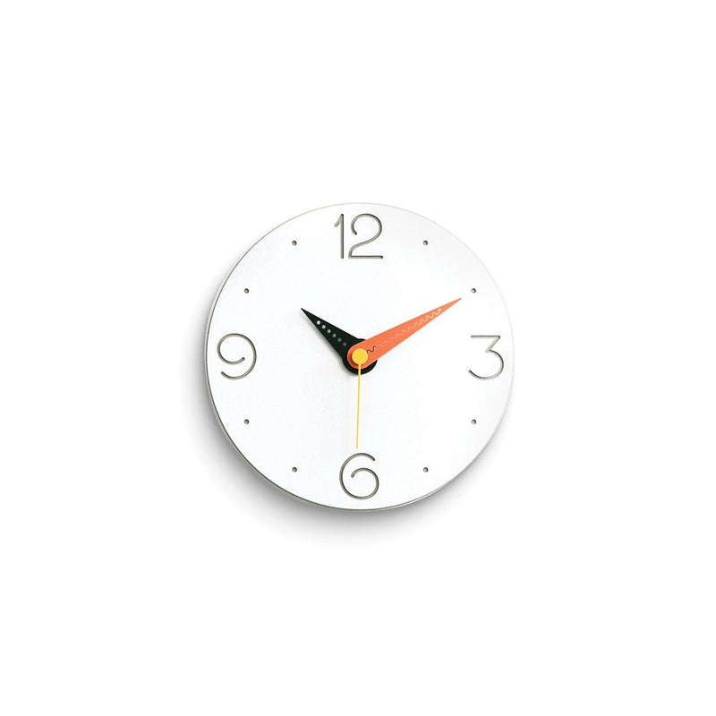 White Acrylic with Red Accent Hand Quartz Wall Clock with Silent Movement