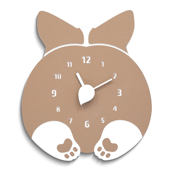 Pink and White Dog Quartz Wall Clock