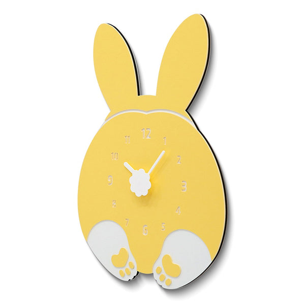 Yellow and White Rabbit Quartz Wall Clock