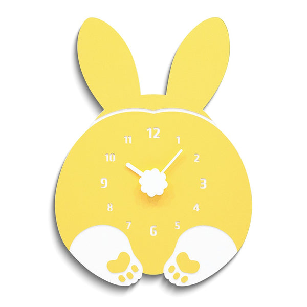 Yellow and White Rabbit Quartz Wall Clock