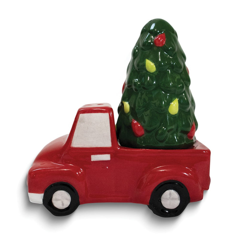 Christmas Tree and Red Truck Ceramic Salt and Pepper Shakers