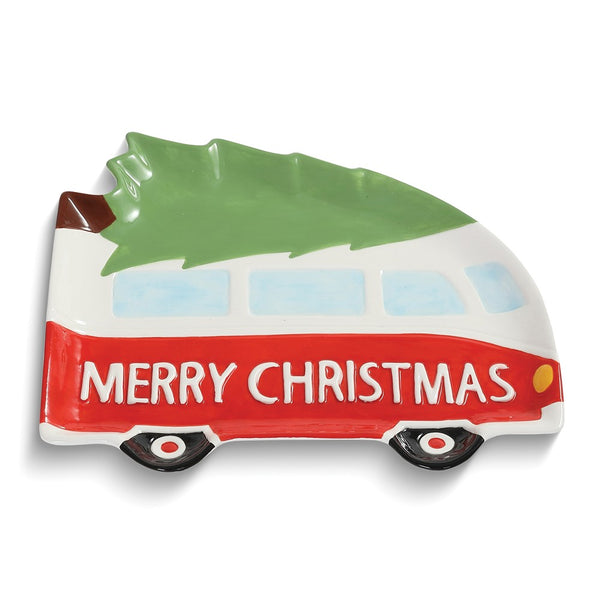 Christmas Tree on Bus Ceramic Cookie Plate