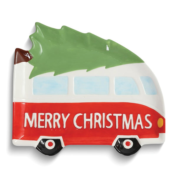 Christmas Tree on Bus Ceramic Cookie Plate