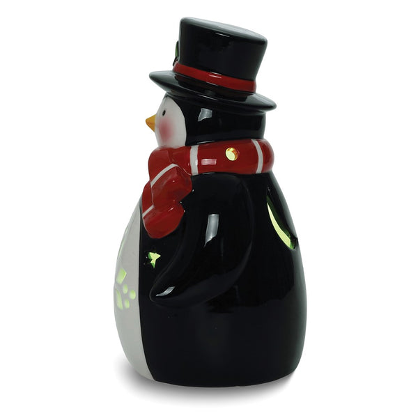 Penguin with Top Hat LED Lighted Ceramic Lantern