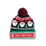 HO HO HO Santas with Trees LED Lighted Beanie Hat