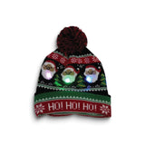 HO HO HO Santas with Trees LED Lighted Beanie Hat