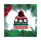 HO HO HO Santas with Trees LED Lighted Beanie Hat