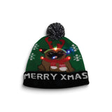 MERRY XMAS Pug with Antlers LED Lighted Beanie Hat