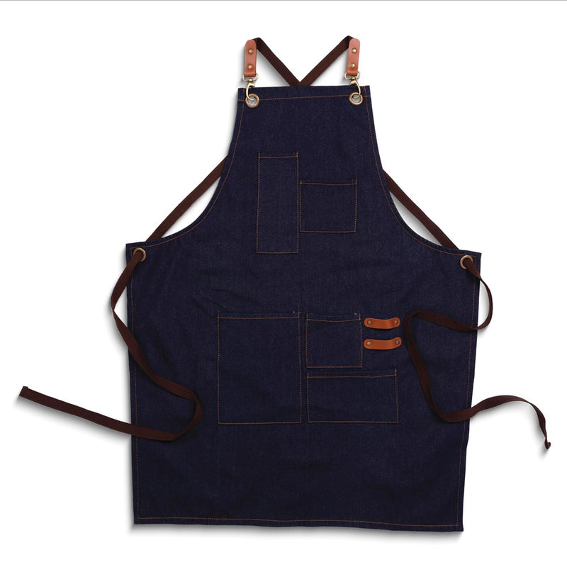 Dark Blue Denim Childs Apron with Oven Mitts