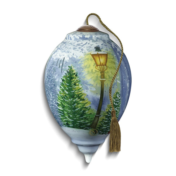 Neqwa Art Santa's Toy Shop by Lisa Alderson Hand-painted Glass Ornament